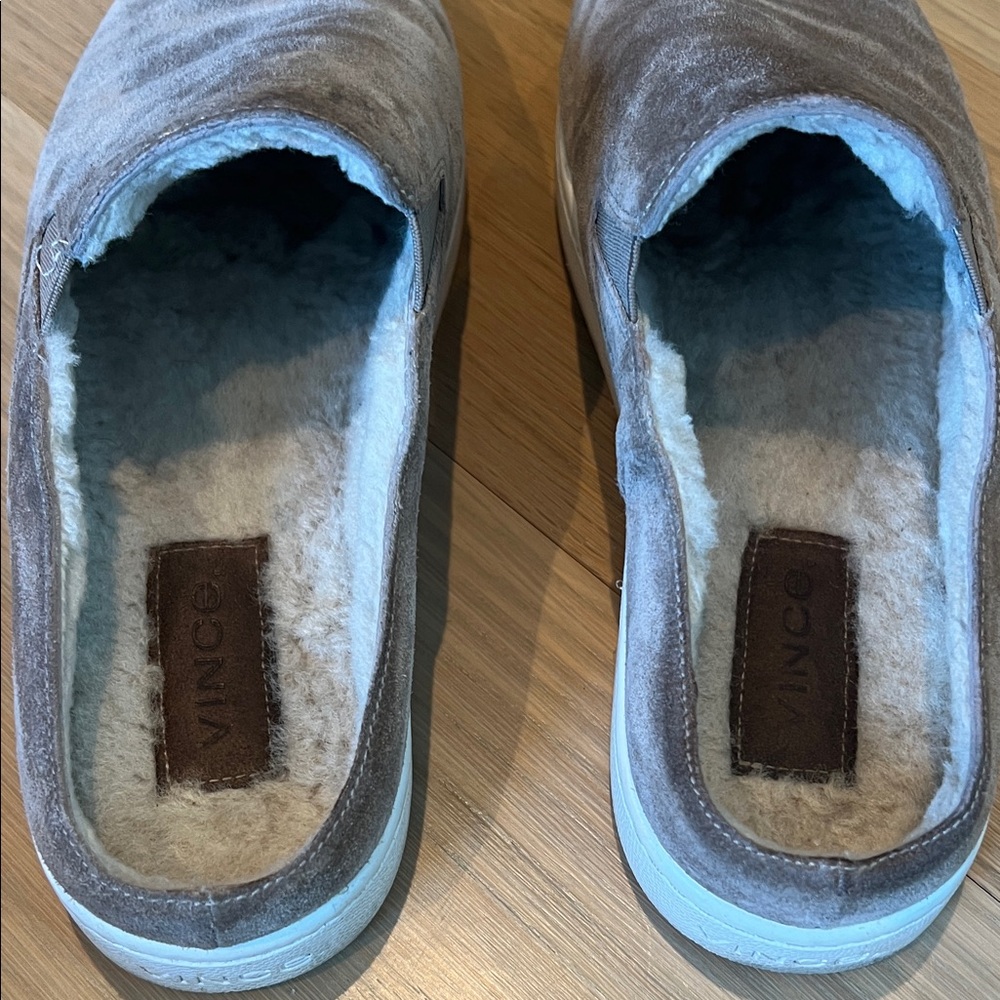 Women’s Suede Slip-On Mules - Grayge suede & shearling inside size 7.5 - Picture 6 of 8